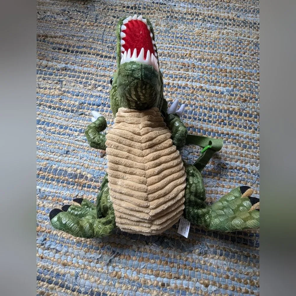 Dinosaur Plush Backpack Green Kids Toddler Novelty Zip Bag School Play Utility C